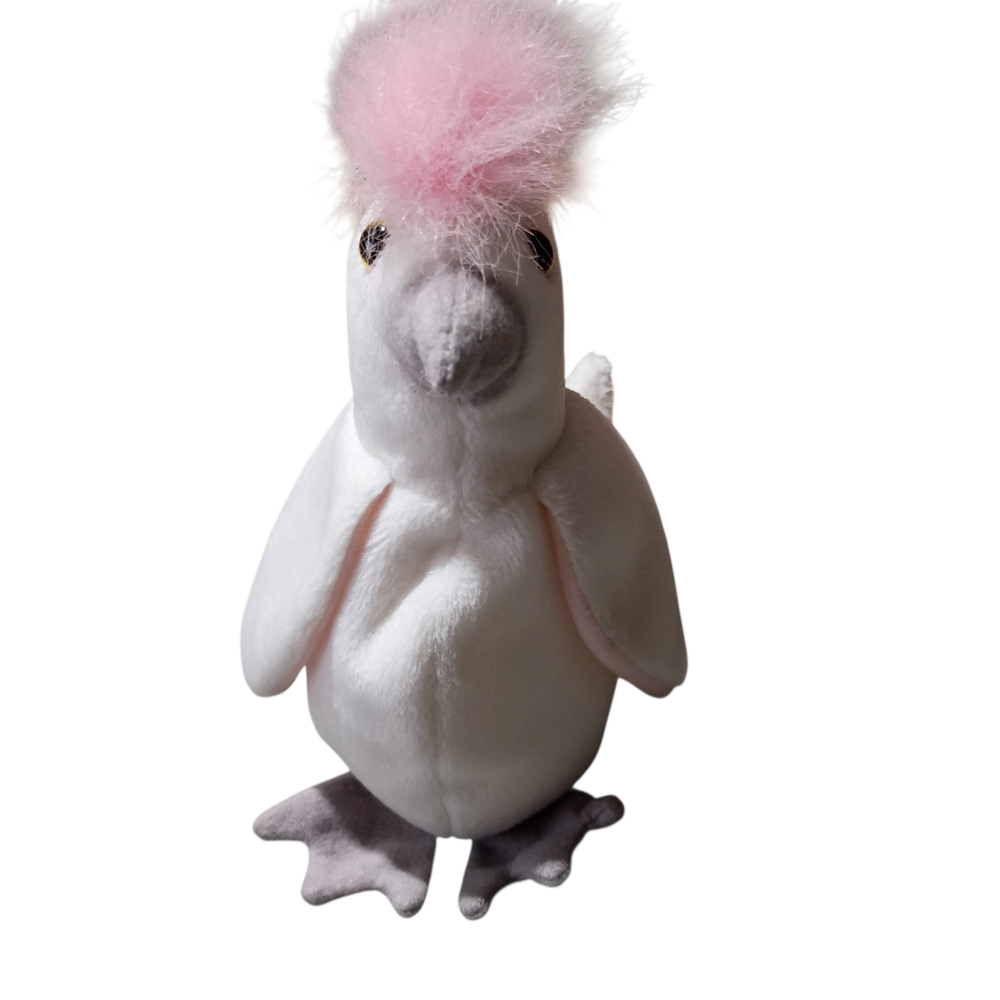 EUC Ty Beanie Buddies KuKu 8" Cockatoo Plush White Pink Stuffed Animal - Picture 2 of 8